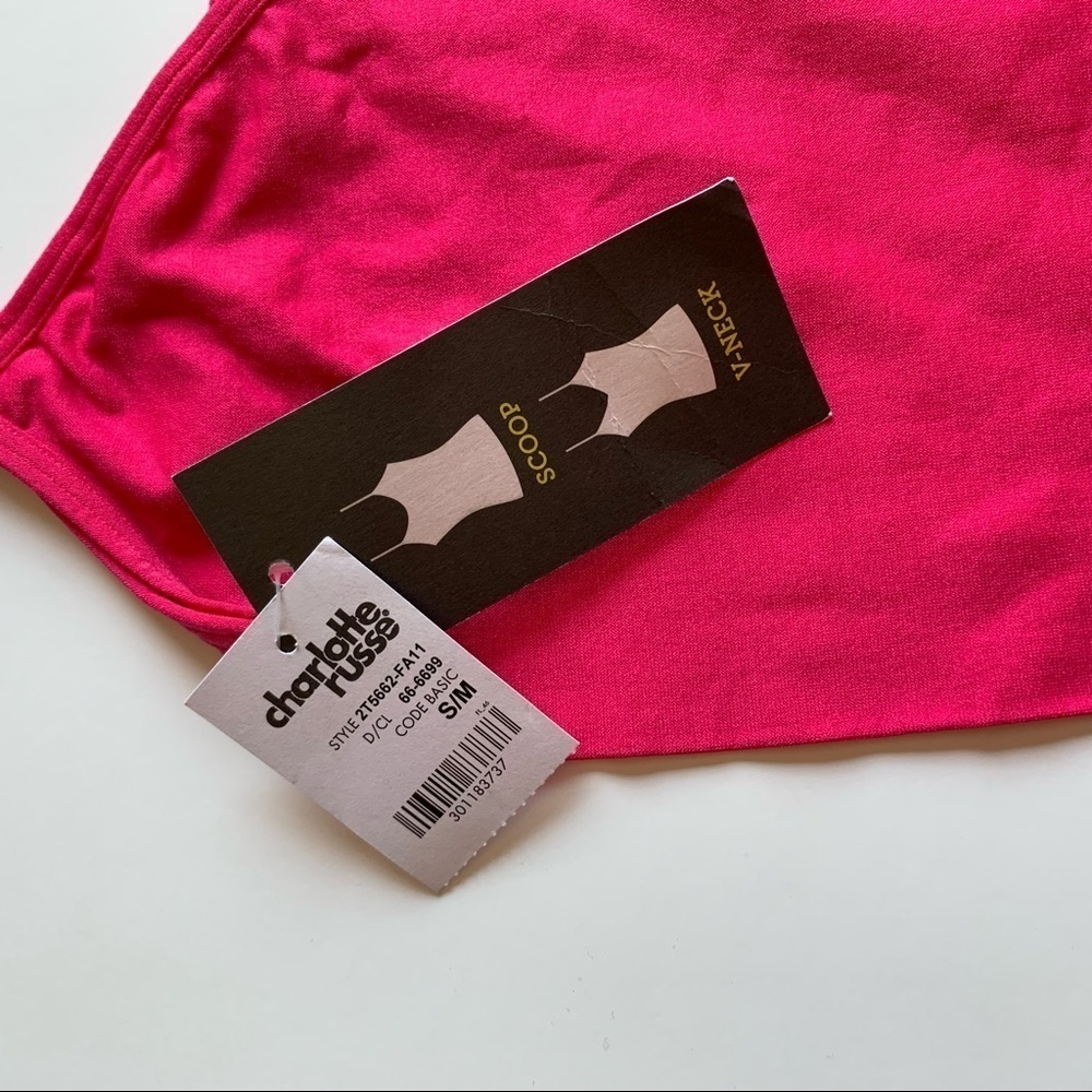 💸Charlotte Russe Fuchsia Reversible Basic Tank Top Size S/M - Picture 6 of 7
